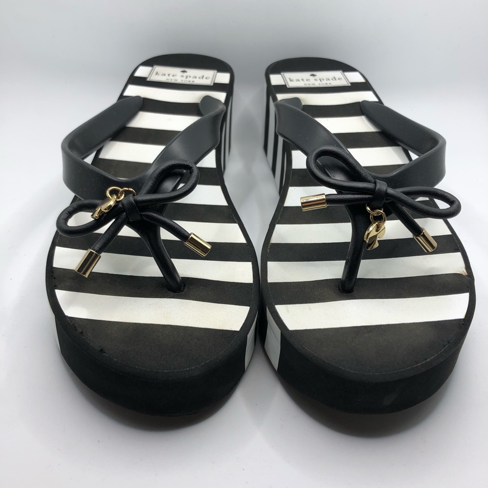 Kate Spade Rhett Black White Striped Platform Sandals Size 9 - Picture 5 of 15